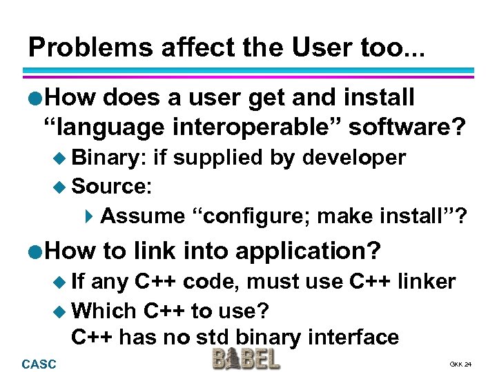 Problems affect the User too. . . l How does a user get and