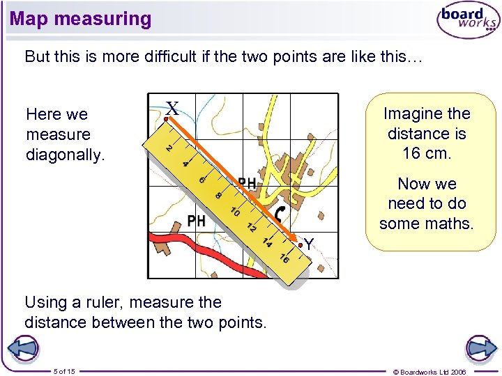 Map measuring But this is more difficult if the two points are like this…