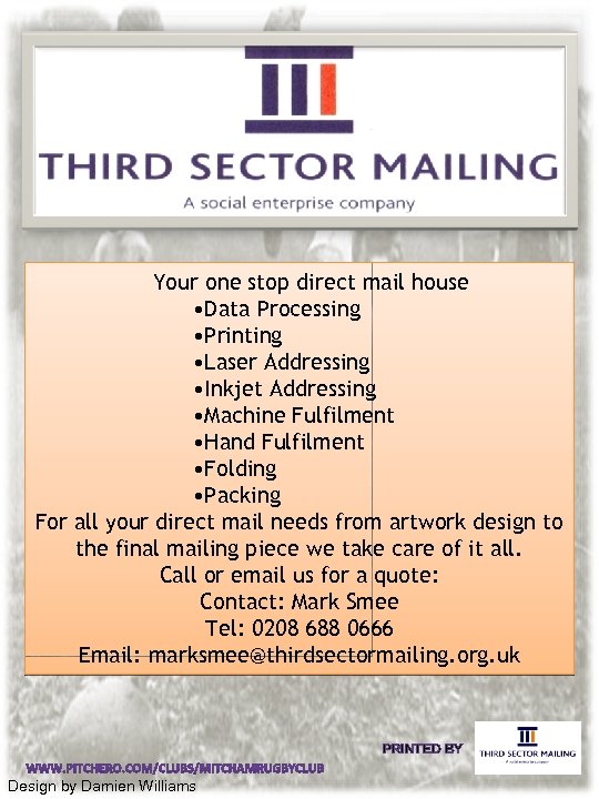 Your one stop direct mail house • Data Processing • Printing • Laser Addressing