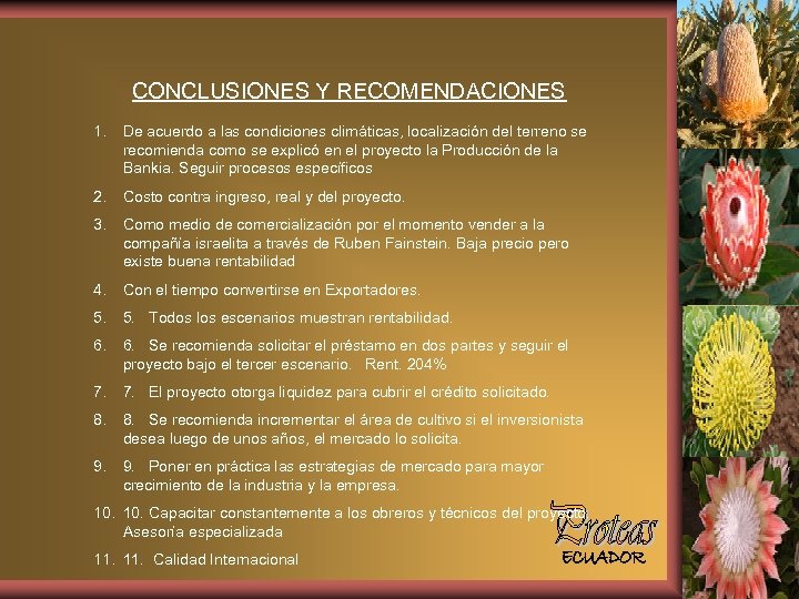 CONCLUSIONES Y RECOMENDACIONES 1. De acuerdo a las condiciones climáticas, localización del terreno se