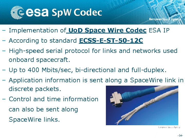 Sp. W Codec – Implementation of Uo. D Space Wire Codec ESA IP –