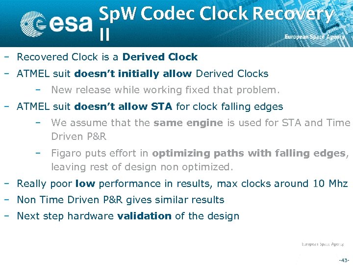Sp. W Codec Clock Recovery II – Recovered Clock is a Derived Clock –