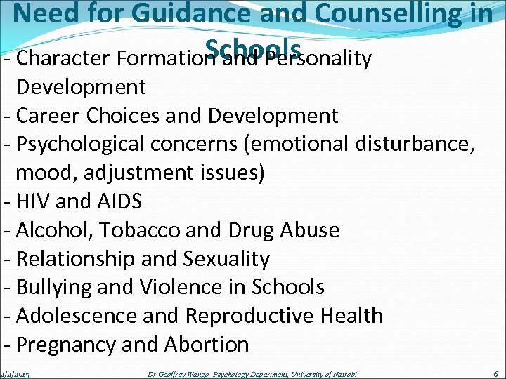 Need for Guidance and Counselling in Schools - Character Formation and Personality Development -