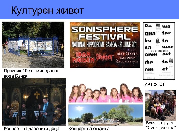 Културен живот Празник 100 г. минерална вода Банкя АРТ ФЕСТ Концерт на даровити деца