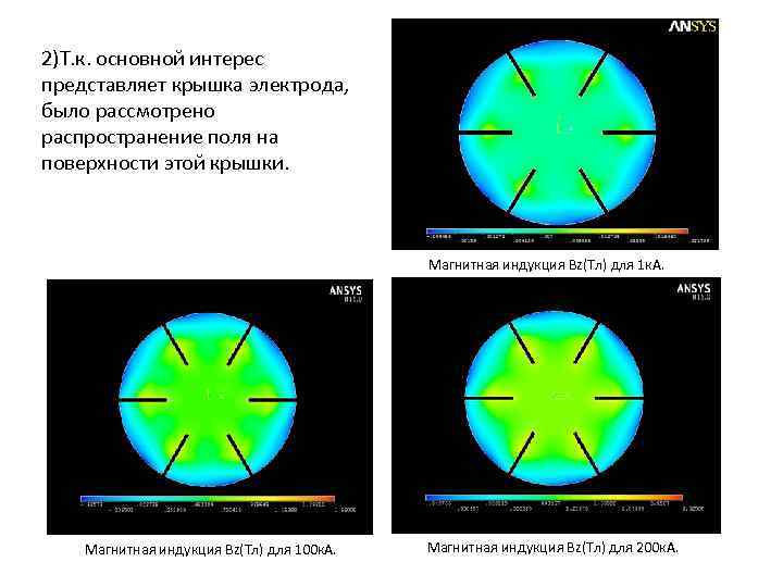 2)Т. к. основной интерес представляет крышка электрода, было рассмотрено распространение поля на поверхности этой