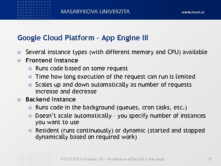 Google Cloud Platform – App Engine III Several instance types (with different memory and