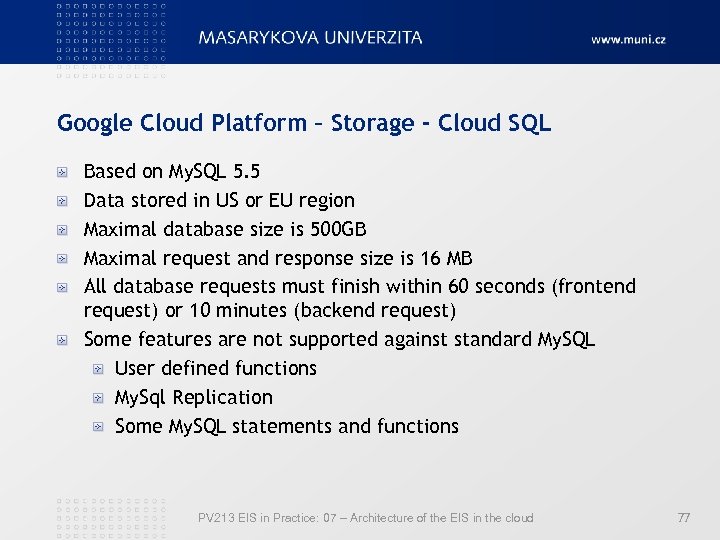 Google Cloud Platform – Storage - Cloud SQL Based on My. SQL 5. 5