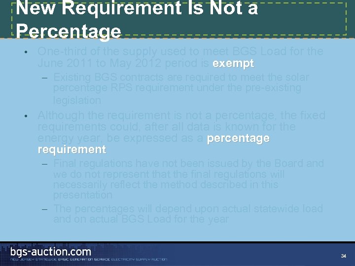 New Requirement Is Not a Percentage • One-third of the supply used to meet