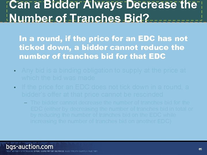 Can a Bidder Always Decrease the Number of Tranches Bid? In a round, if