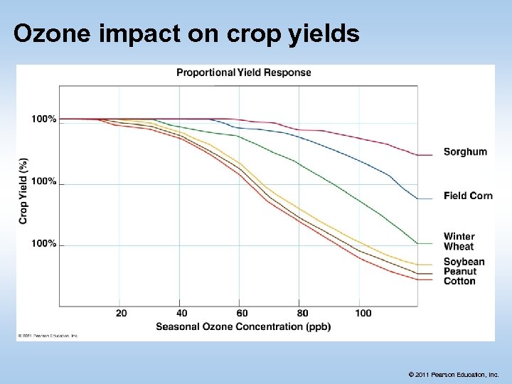 Ozone impact on crop yields © 2011 Pearson Education, Inc. 