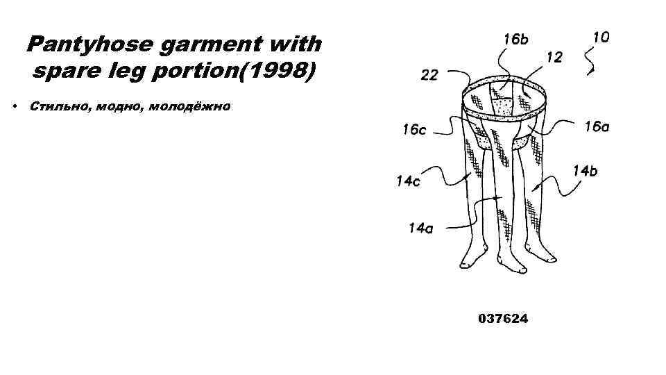 Pantyhose garment with spare leg portion(1998) • Стильно, модно, молодёжно 037624 