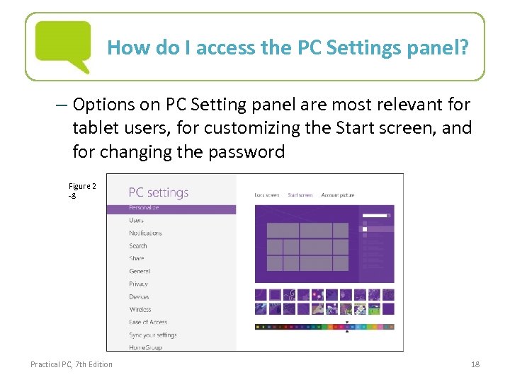 How do I access the PC Settings panel? – Options on PC Setting panel