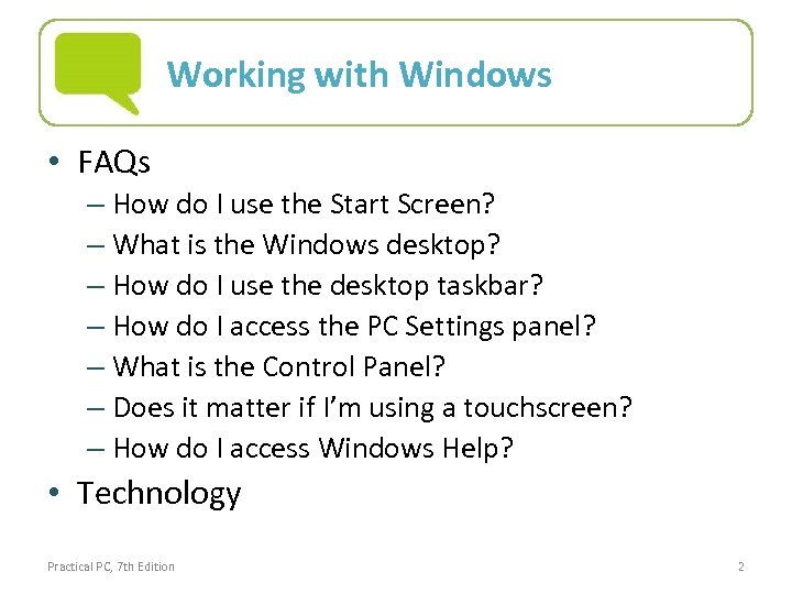 Working with Windows • FAQs – How do I use the Start Screen? –
