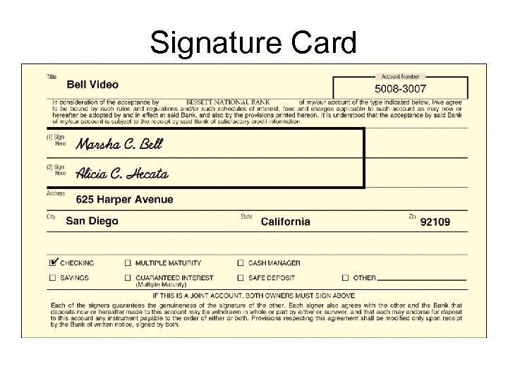 Signature Card 