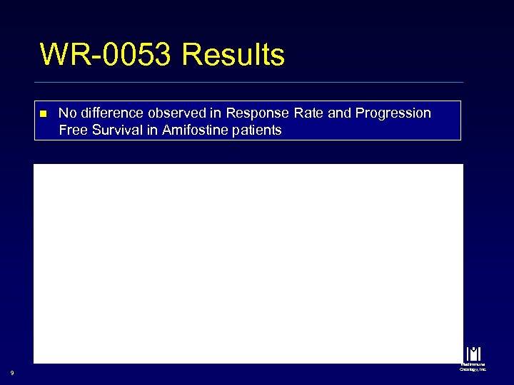 WR-0053 Results n 9 No difference observed in Response Rate and Progression Free Survival