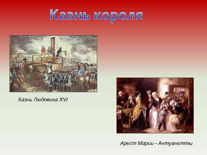 Казнь короля Казнь Людовика XVI Арест Марии - Антуанетты 