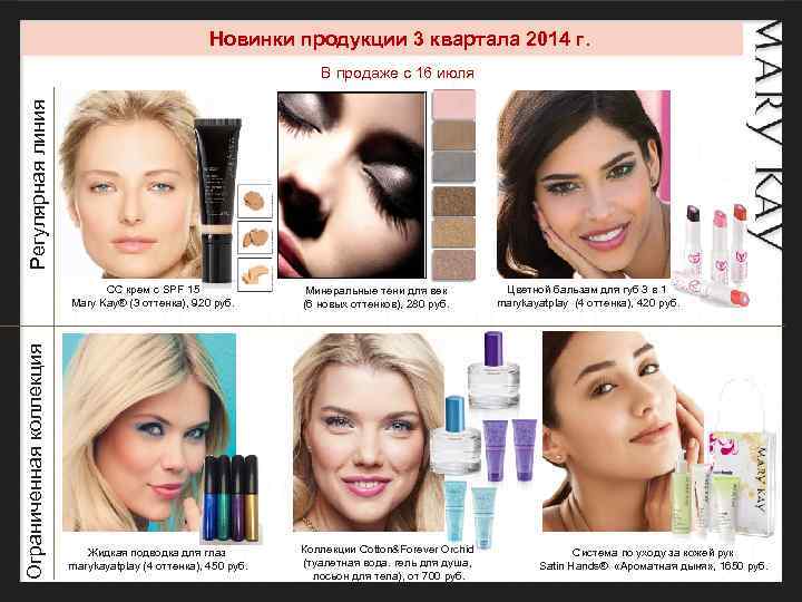 Новинки продукции 3 квартала 2014 г. Регулярная линия В продаже с 16 июля Ограниченная
