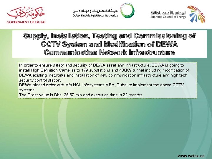 Supply, Installation, Testing and Commissioning of CCTV System and Modification of DEWA Communication Network