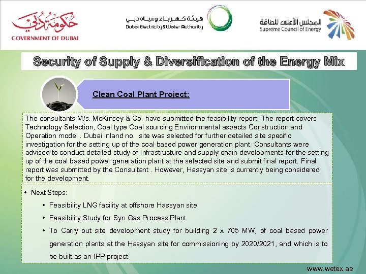 Security of Supply & Diversification of the Energy Mix Clean Coal Plant Project: The