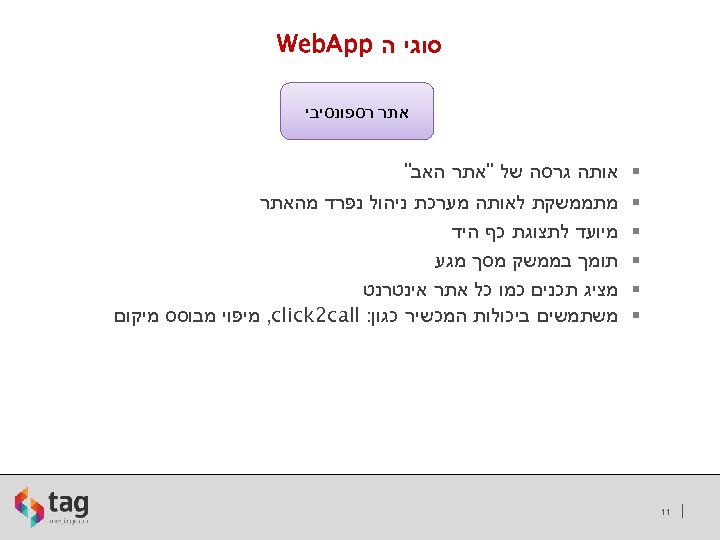  סוגי ה Web. App אתר רספונסיבי § אותה גרסה של "אתר האב" §