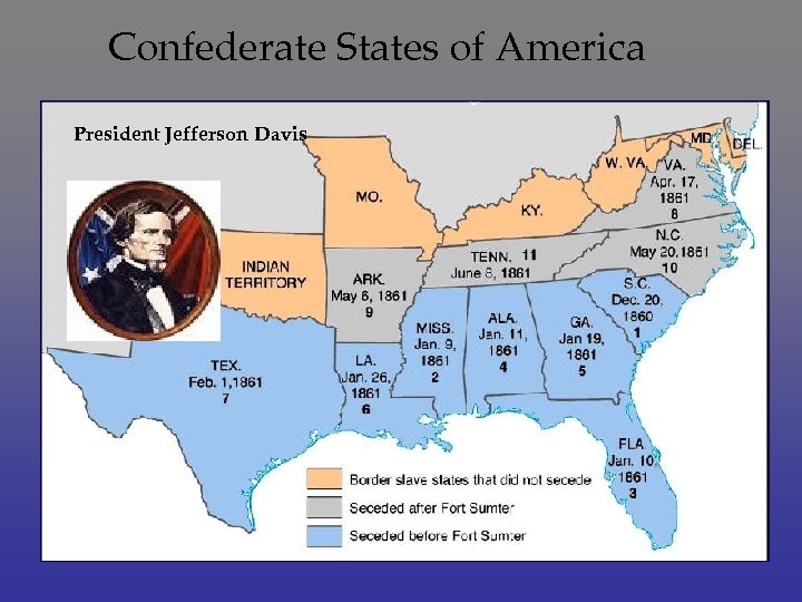 Confederate States of America President Jefferson Davis 