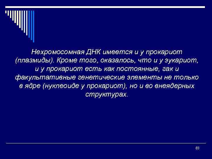 Нехромосомная ДНК имеется и у прокариот (плазмиды). Кроме того, оказалось, что и у эукариот,