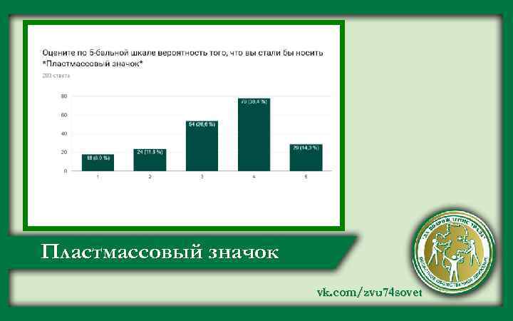 Пластмассовый значок vk. com/zvu 74 sovet 