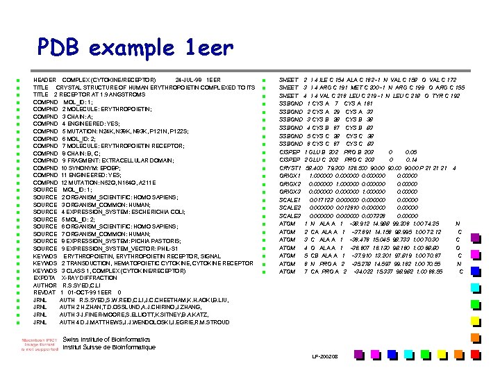 PDB example 1 eer n n n n n n n n n HEADER