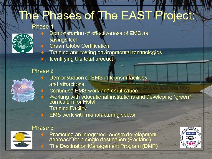 The Phases of The EAST Project: Phase 1 ♦ ♦ Demonstration of effectiveness of