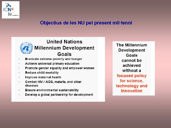 Objectius de les NU pel present mil·lenni 