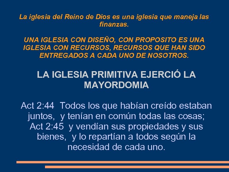 La iglesia del Reino de Dios es una iglesia que maneja las finanzas. UNA