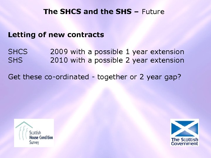 The SHCS and the SHS – Future Letting of new contracts SHCS SHS 2009
