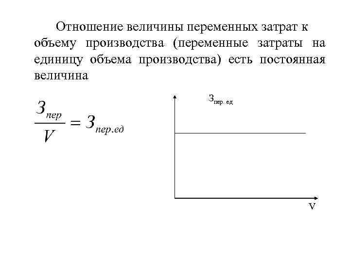 Отношение величины переменных затрат к объему производства (переменные затраты на единицу объема производства) есть