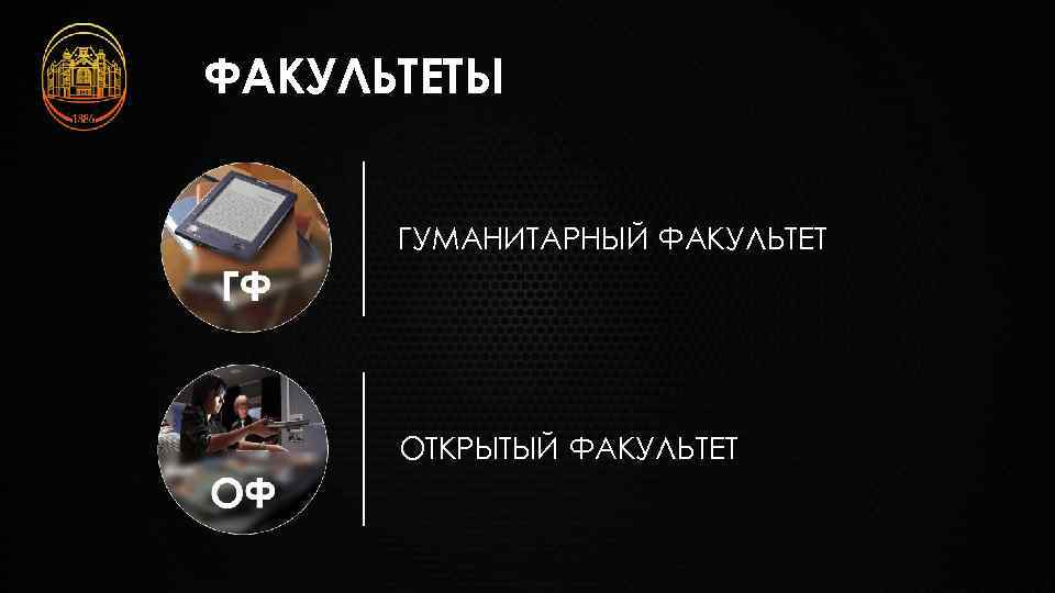 ФАКУЛЬТЕТЫ ГУМАНИТАРНЫЙ ФАКУЛЬТЕТ ОТКРЫТЫЙ ФАКУЛЬТЕТ 