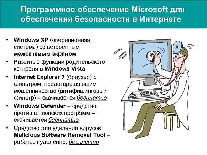 Программное обеспечение Microsoft для обеспечения безопасности в Интернете • Windows XP (операционная система) со