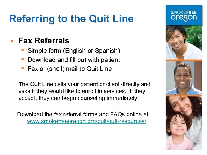 Referring to the Quit Line § Fax Referrals § Simple form (English or Spanish)