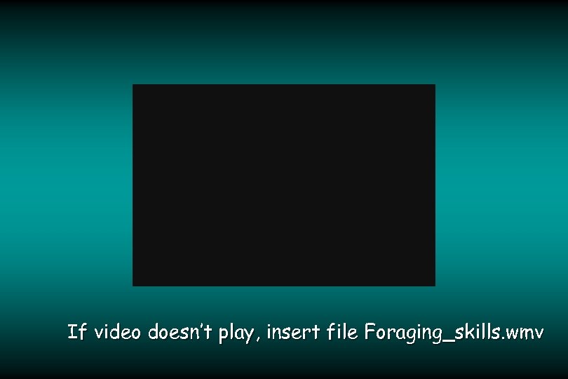 If video doesn’t play, insert file Foraging_skills. wmv 