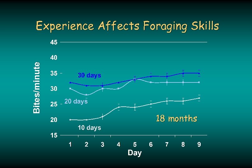 Bites/minute Experience Affects Foraging Skills 18 months 