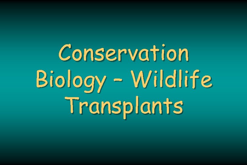 Conservation Biology – Wildlife Transplants 