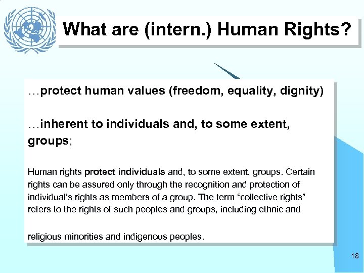 What are (intern. ) Human Rights? …protect human values (freedom, equality, dignity) …inherent to