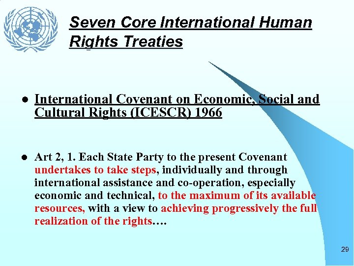 Seven Core International Human Rights Treaties l International Covenant on Economic, Social and Cultural