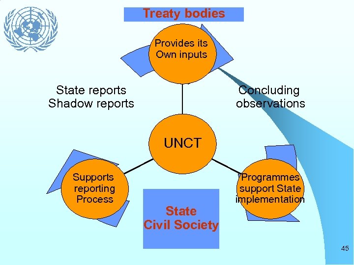 Treaty bodies Provides its Own inputs Concluding observations State reports Shadow reports UNCT Supports