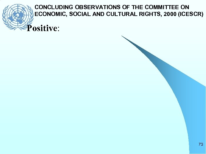 CONCLUDING OBSERVATIONS OF THE COMMITTEE ON ECONOMIC, SOCIAL AND CULTURAL RIGHTS, 2000 (ICESCR) Positive: