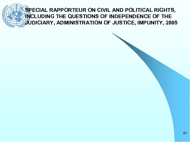 SPECIAL RAPPORTEUR ON CIVIL AND POLITICAL RIGHTS, INCLUDING THE QUESTIONS OF INDEPENDENCE OF THE