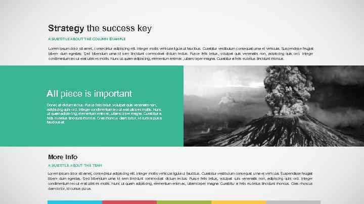 Strategy the success key A SUBTITLE ABOUT THE COLUMN EXAMPLE Lorem ipsum dolor sit