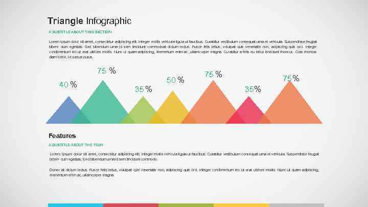 Triangle Infographic A SUBTITLE ABOUT THIS SECTION Lorem ipsum dolor sit amet, consectetur adipiscing