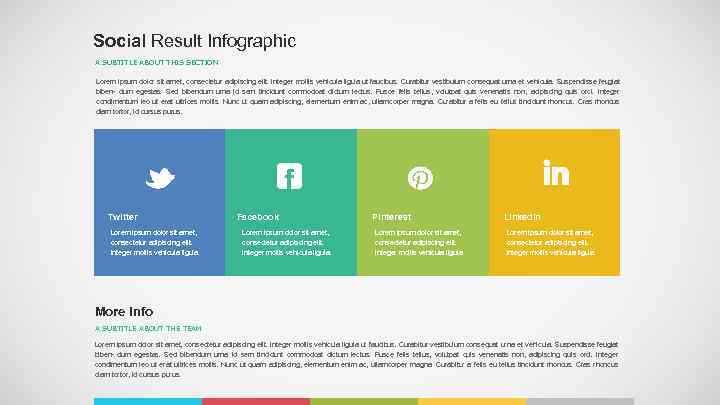 Social Result Infographic A SUBTITLE ABOUT THIS SECTION Lorem ipsum dolor sit amet, consectetur