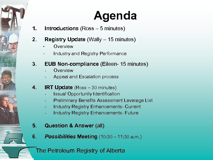 Agenda 1. Introductions (Ross – 5 minutes) 2. Registry Update (Wally – 15 minutes)