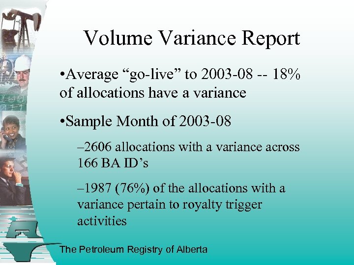Volume Variance Report • Average “go-live” to 2003 -08 -- 18% of allocations have