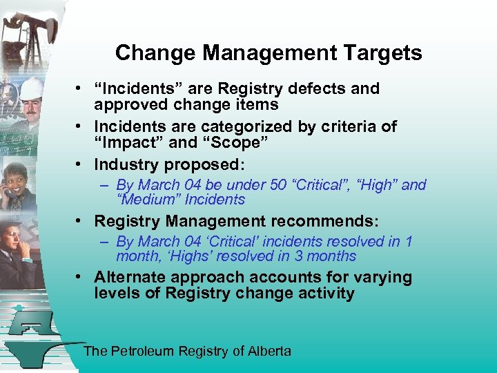 Change Management Targets • “Incidents” are Registry defects and approved change items • Incidents
